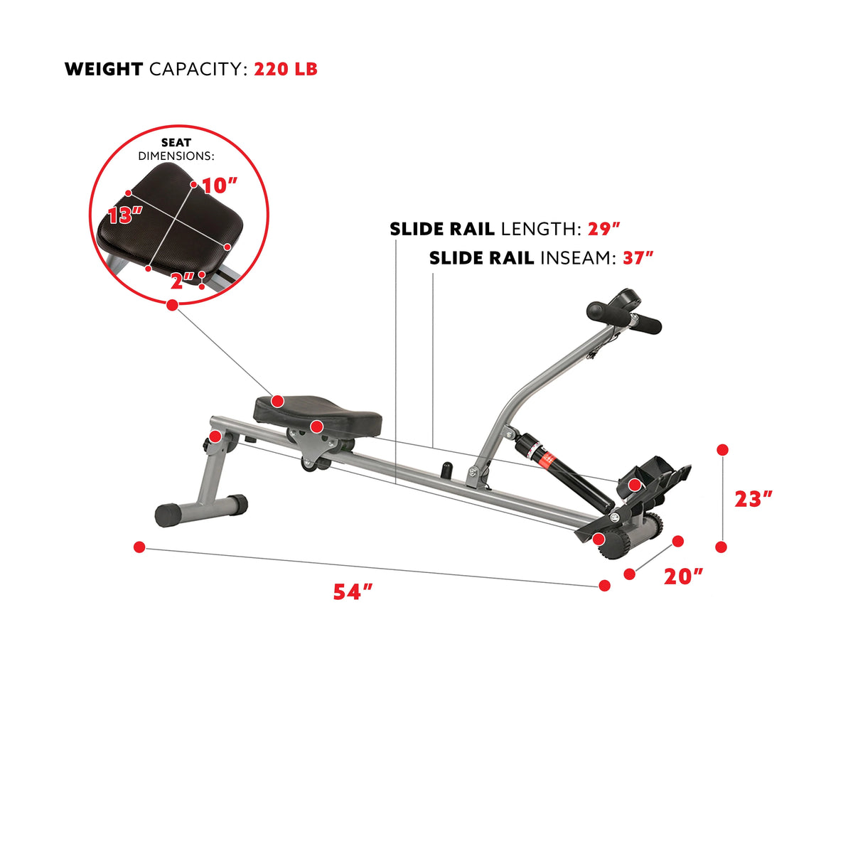 Rowing Machine Rower with Digital Monitor and Adjustable Resistance T65620
