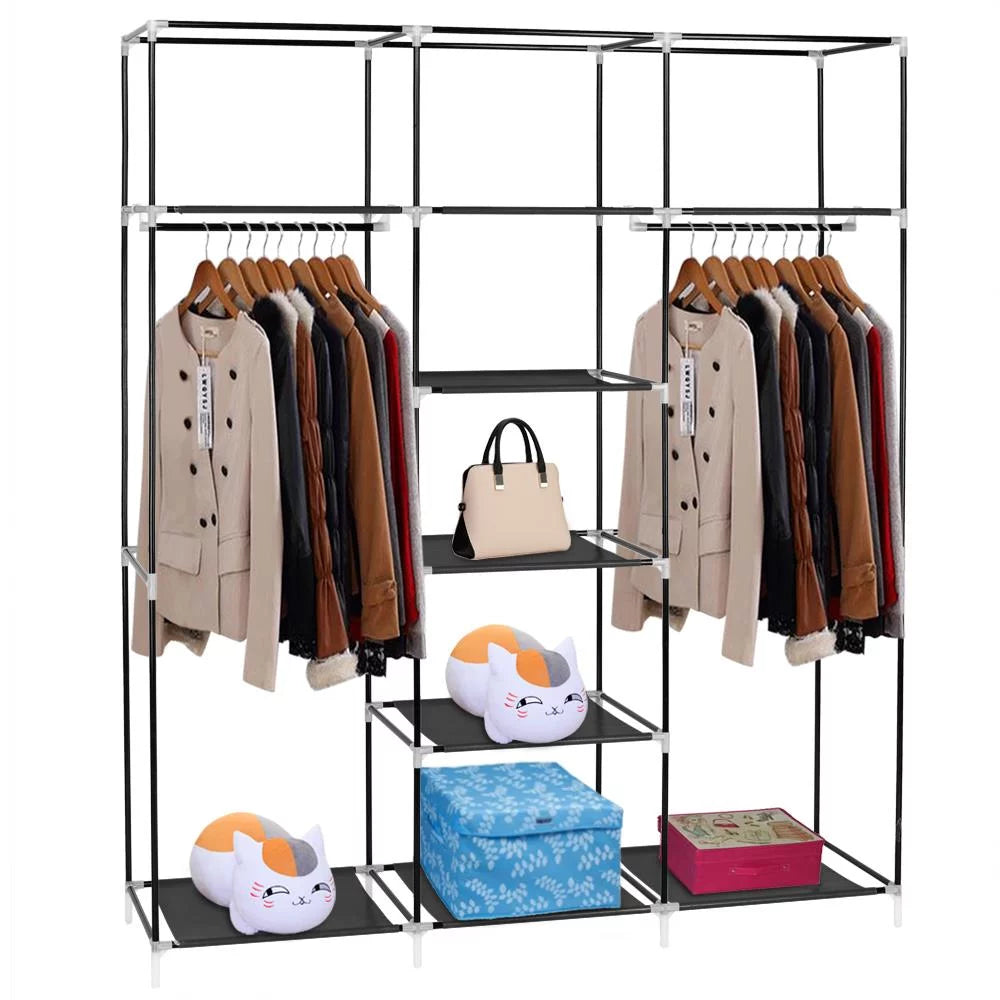 Black Fabric Wardrobe Closet Organizer W3358