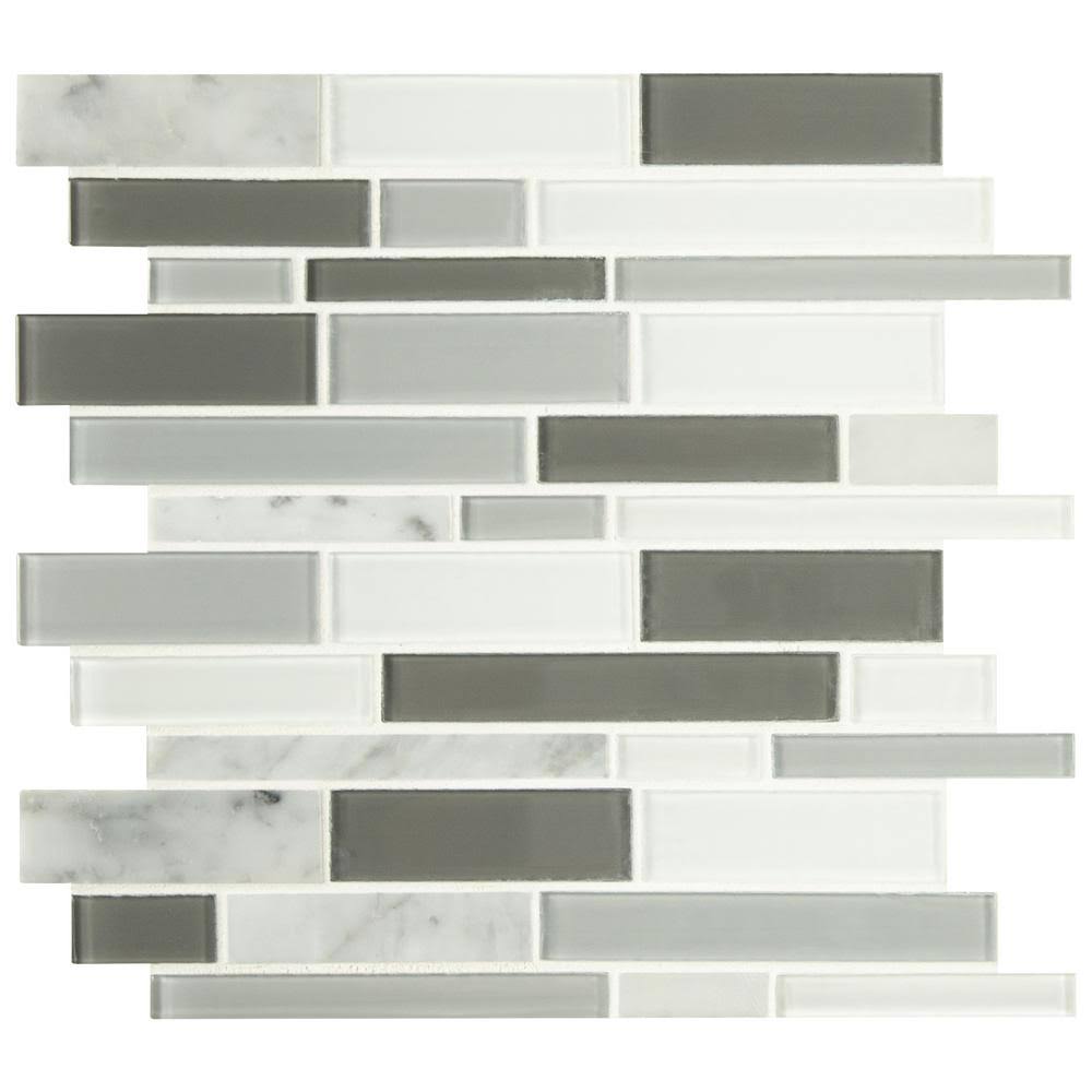 12 in. x 12 in. Textured Glass Mosaic Tile N658
