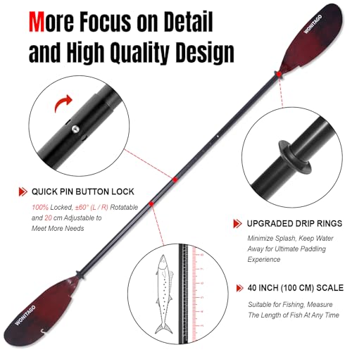 Aluminum Kayak Paddle with Plastic Blades and Paddle Leash, 3 Piece P29396