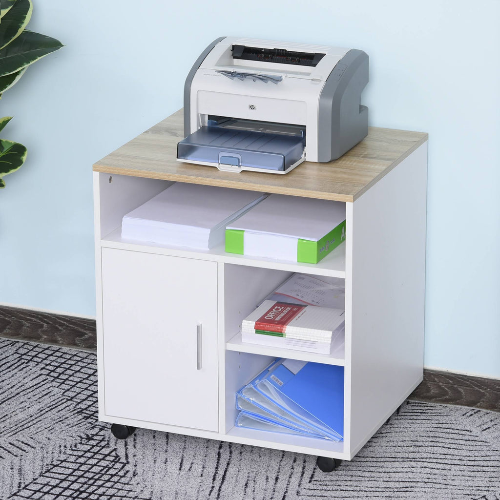 White Printer Stand with 4 Wheels A81454