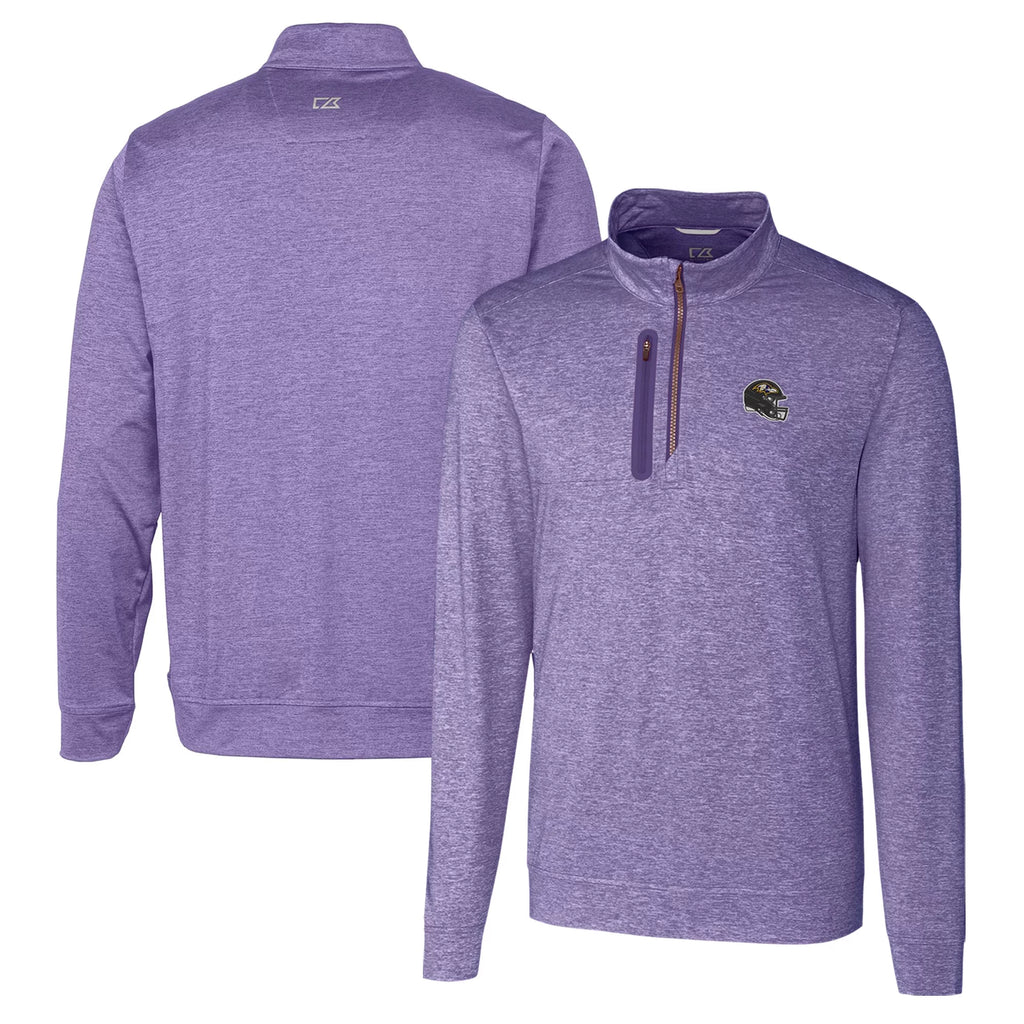 Men's Purple Heathered Quarter-Zip Pullover Top J760