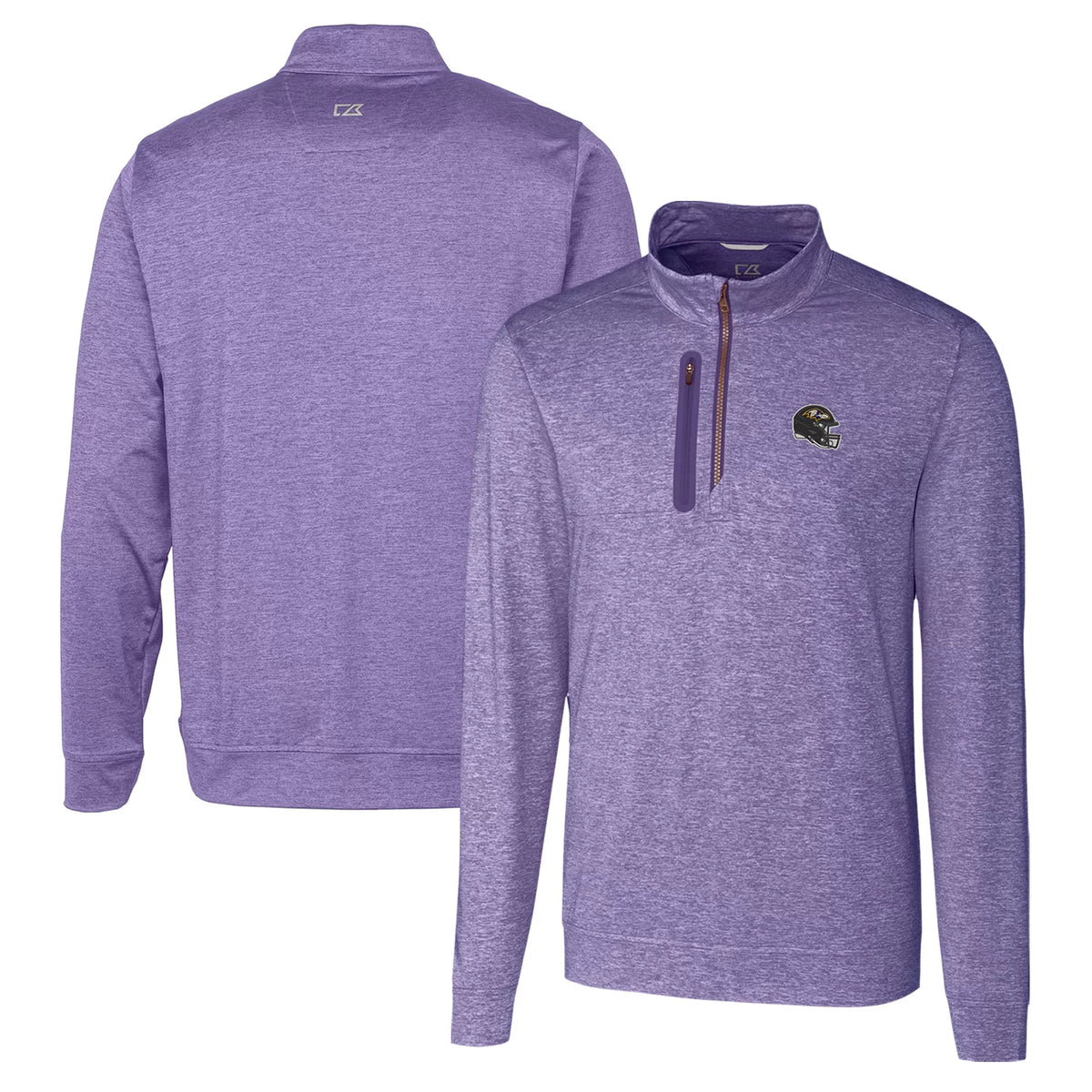 Men's Purple Heathered Quarter-Zip Pullover Top J760