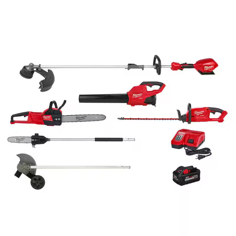 18V Lithium-Ion String Trimmer Blower Combo with Chainsaw Hedge Trimmer Edger Pole Saw 6-Tool Q317