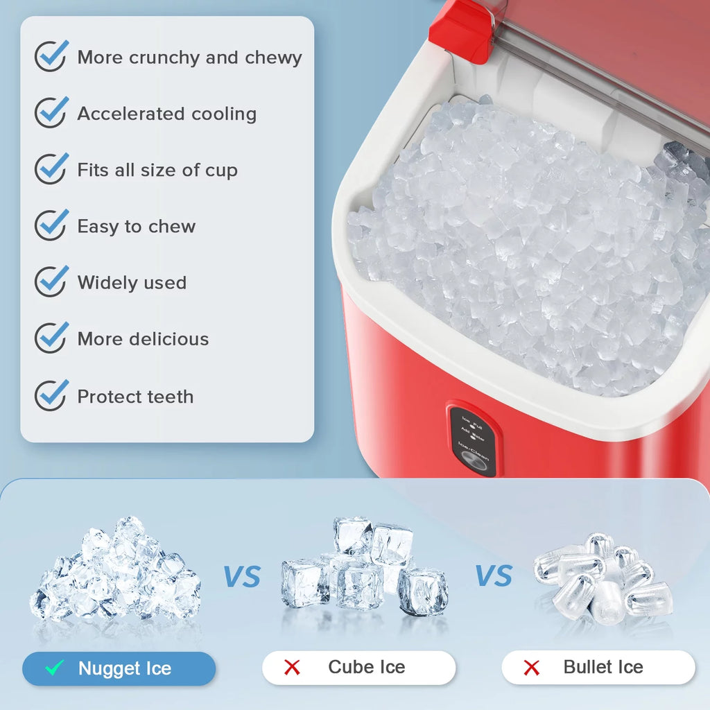 Portable Nugget Countertop Ice Maker with Self-Cleaning, 35Lbs/24Hrs, Ice Basket & Ice Scoop B3511