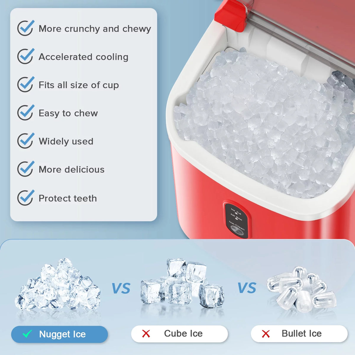 Portable Nugget Countertop Ice Maker with Self-Cleaning, 35Lbs/24Hrs, Ice Basket & Ice Scoop B3511