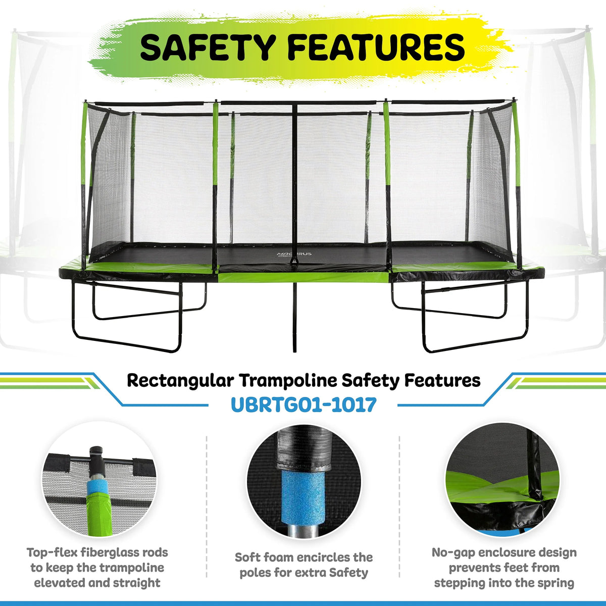 10' X 17' Rectangular Trampoline Set with Enclosure System C4334