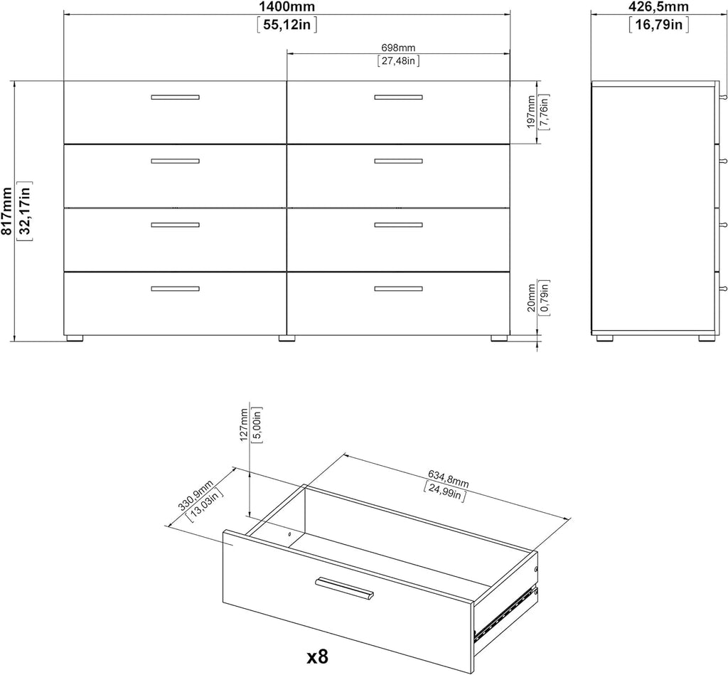 8 Drawer Walnut Dresser Q810029