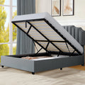 King Lift Up Storage Velvet Upholstered Platform Bed Frame M53067