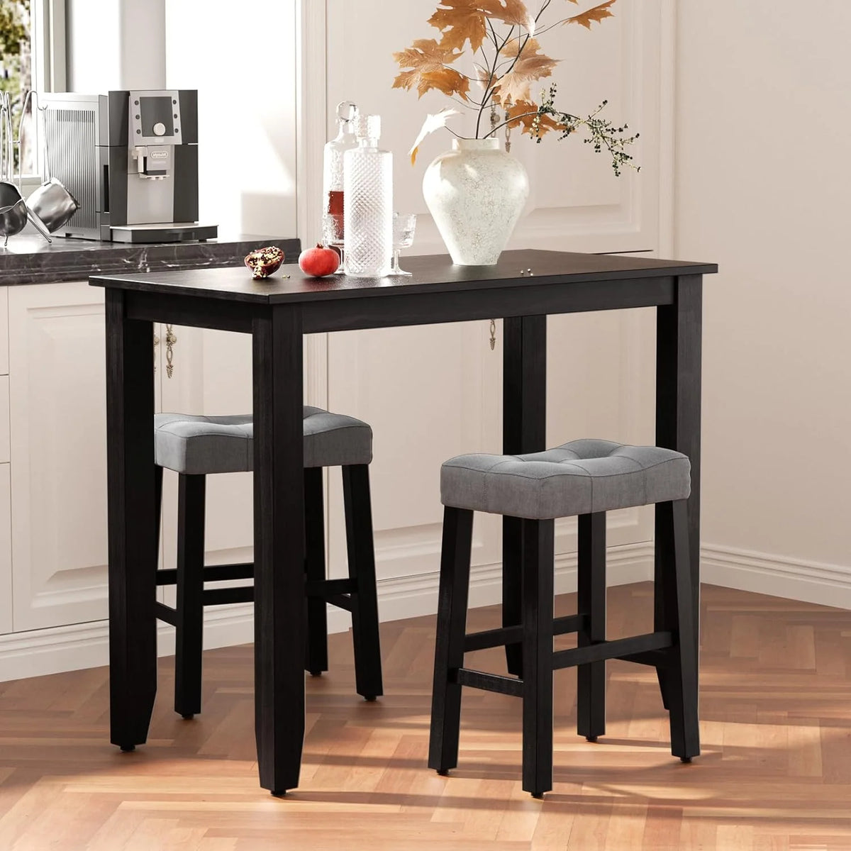 3 Piece Counter Height Dining Table Set with Bench and 2 Stools T1774
