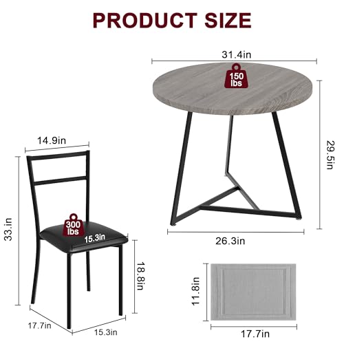 Rustic Brown 3 Piece Dining Table Set V82876