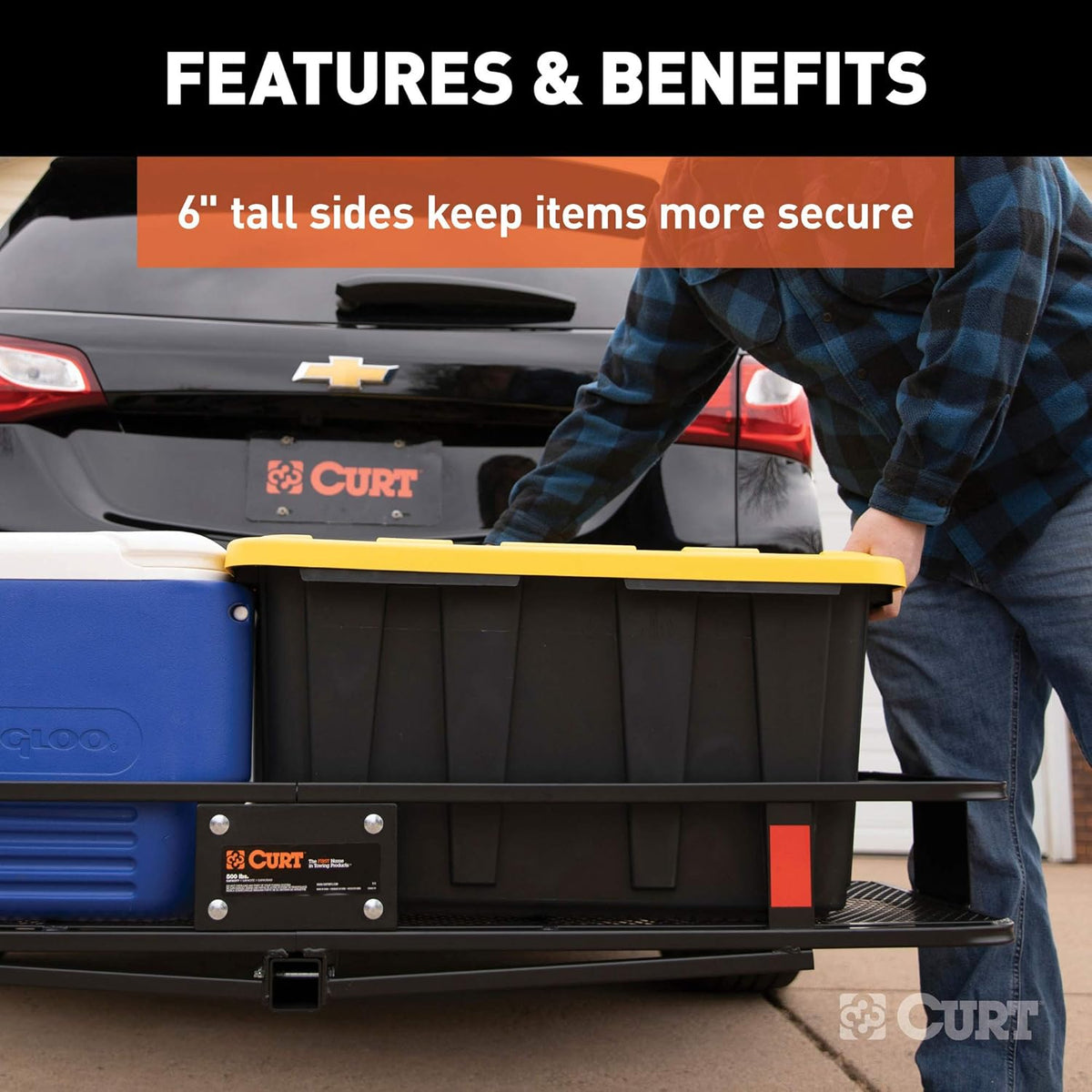 60 x 20-Inch Black Steel Basket Hitch Cargo Carrier A664854