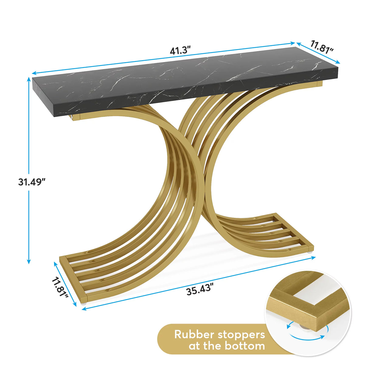 Gold Entryway Console Table with Faux Marble Top C612124