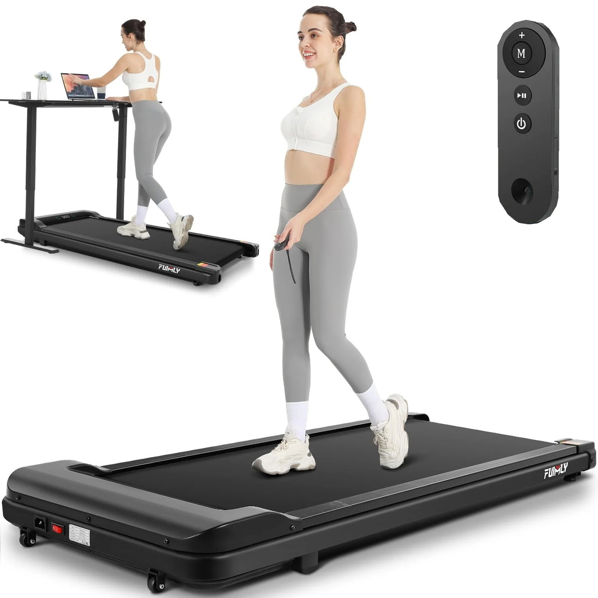 Black Electric Walking Pad Treadmill with Remote Control G35202