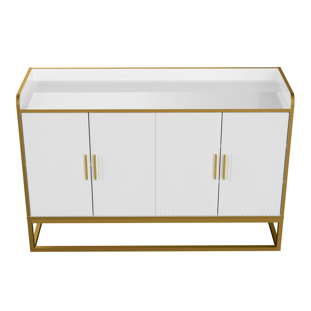 White Gloss Storage Cabinet with Metal Legs K42211