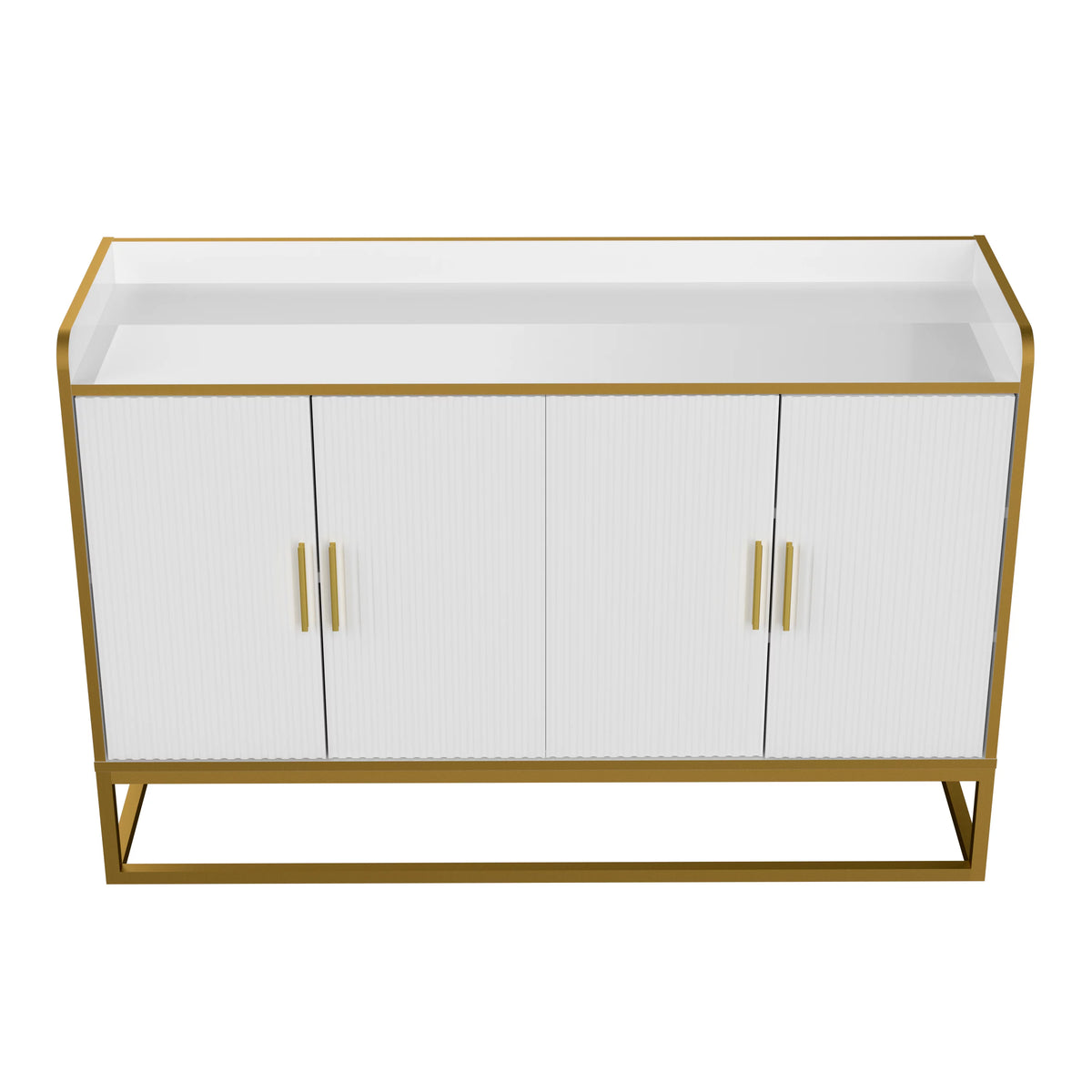 White Gloss Storage Cabinet with Metal Legs K42211