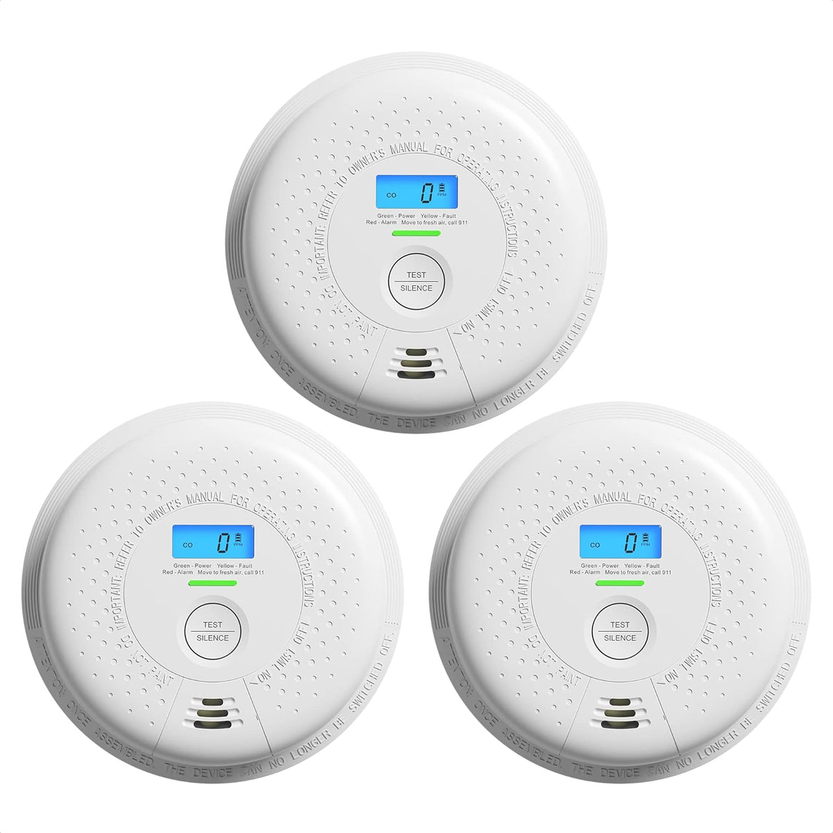 10-Year Battery Smoke and Carbon Monoxide Alarm with Display, 5-Pack Y968