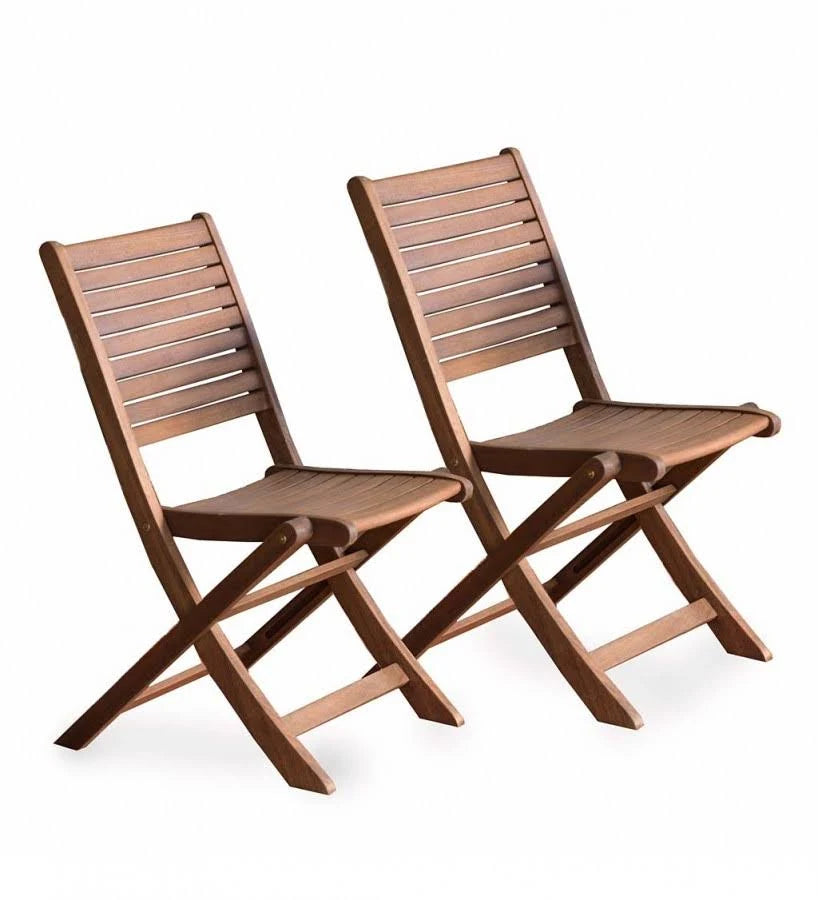Eucalyptus Folding Bistro Chairs Set of 2 Brown A508009