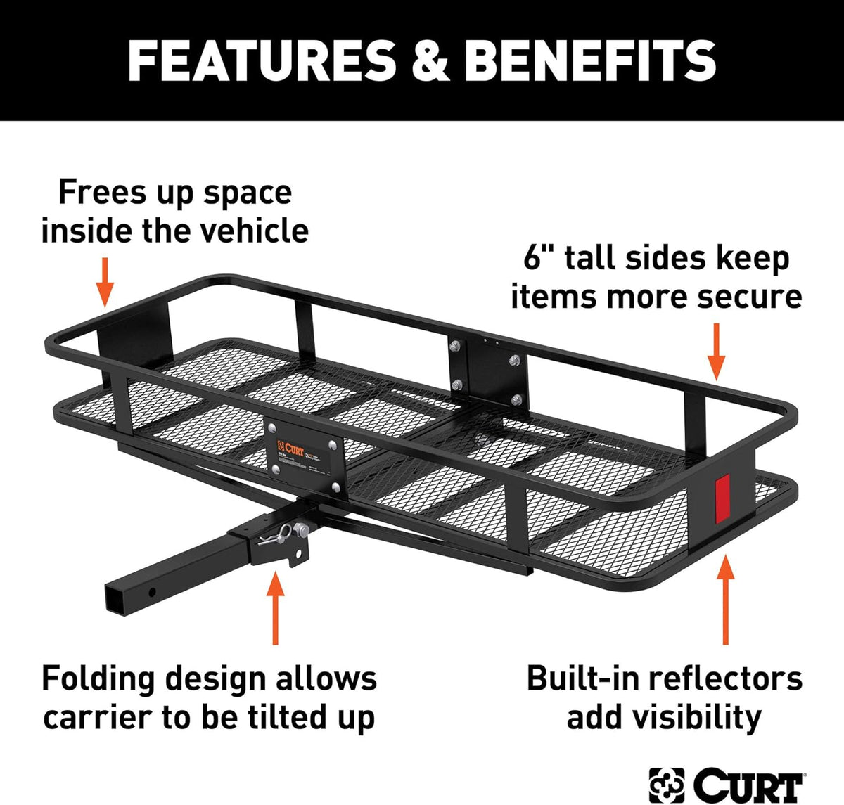 60 x 20-Inch Black Steel Basket Hitch Cargo Carrier A664854