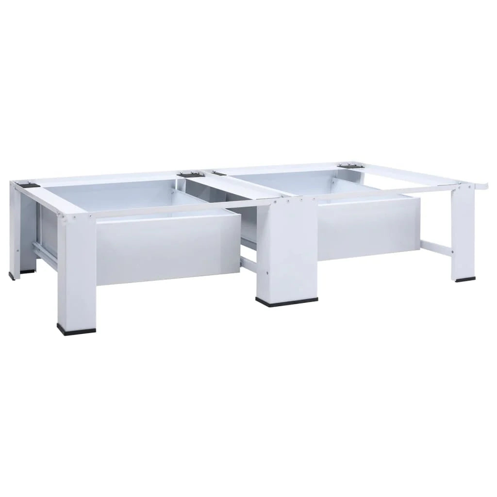 Washing and Drying Machine Pedestal with Pull-out Shelves White X9355