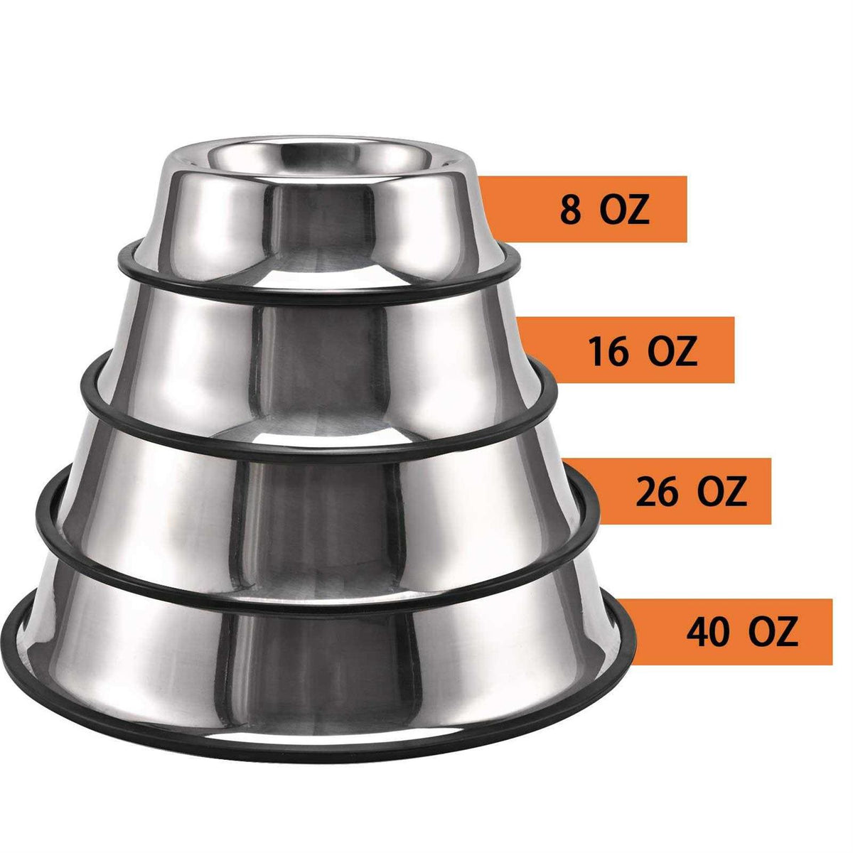 2 Packs Stainless Steel Dog Bowl with Anti-Skid Rubber Base J600818