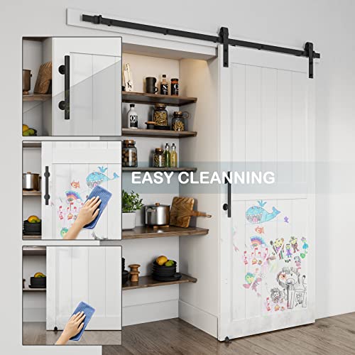 48''x84'' White H-Frame Sliding Barn Door with Hardware Kit A8014