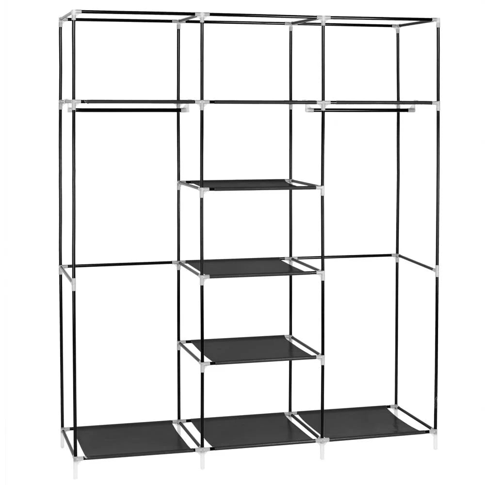 Black Fabric Wardrobe Closet Organizer W3358