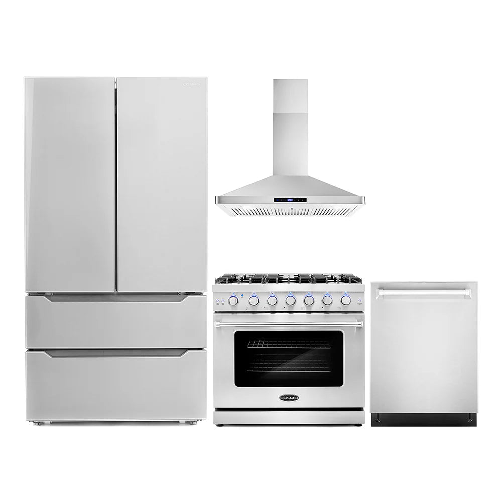 36 Gas Range, Wall Mount Range Hood, Refrigerator with Ice Maker and Dishwasher C89063