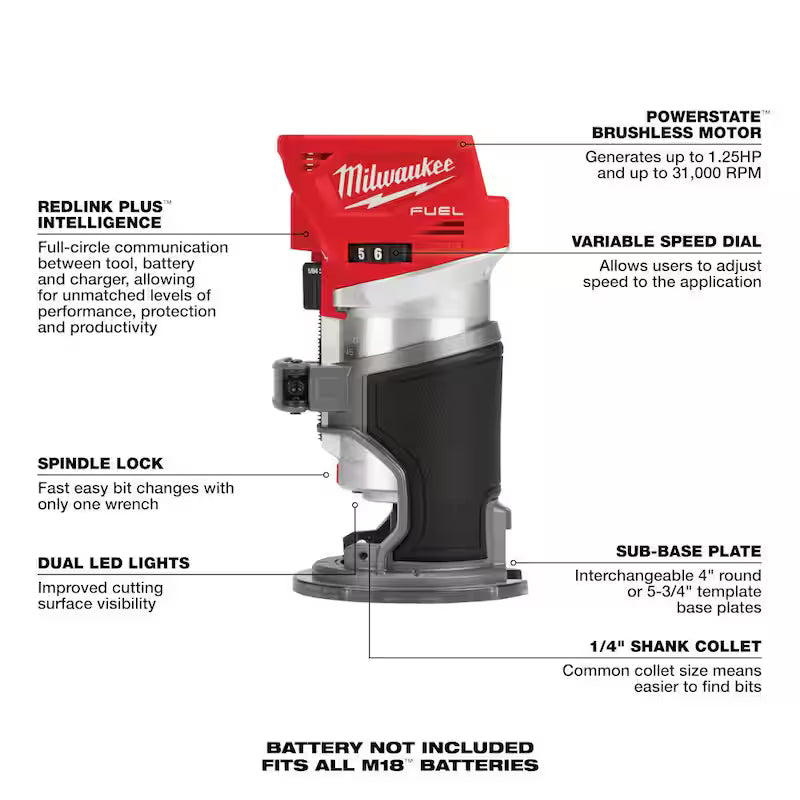 18-V Lithium-Ion Brushless Cordless Hammer Drill Driver Kit with Compact Router Q716813