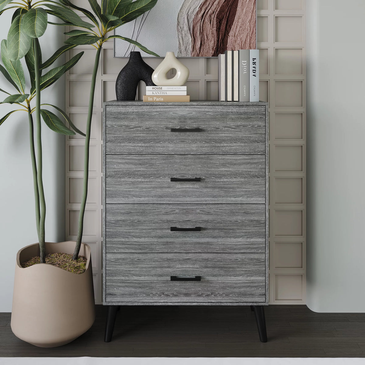 Rustic 4 Drawer Wooden Dresser K4265