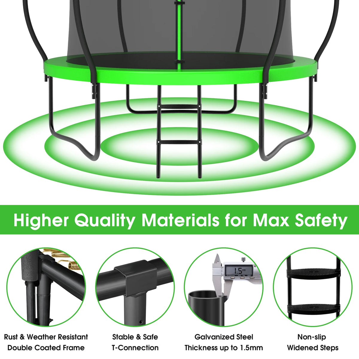 8FT Trampoline with Enclosure Net, Basketball Hoop, Ladder P53665