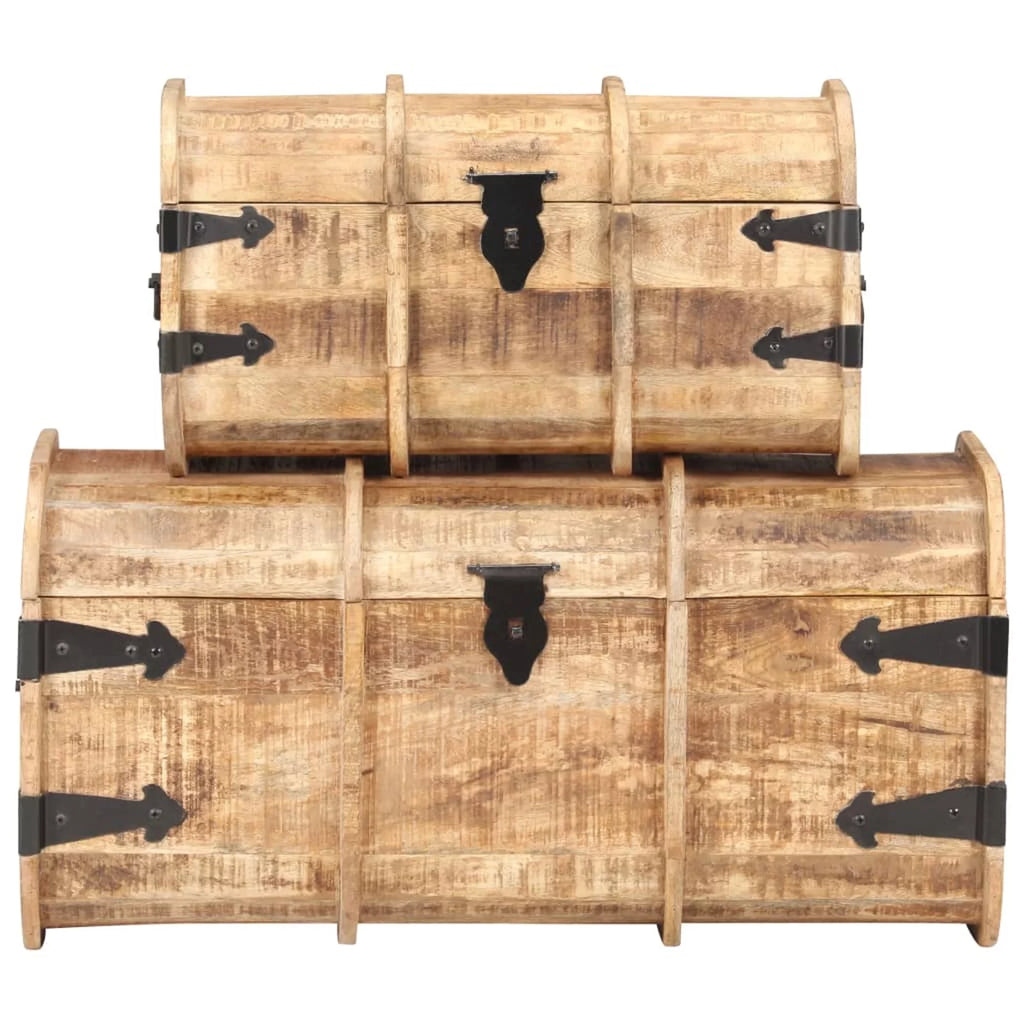 Storage Chests 2 Pieces Solid Mango Wood Y577371