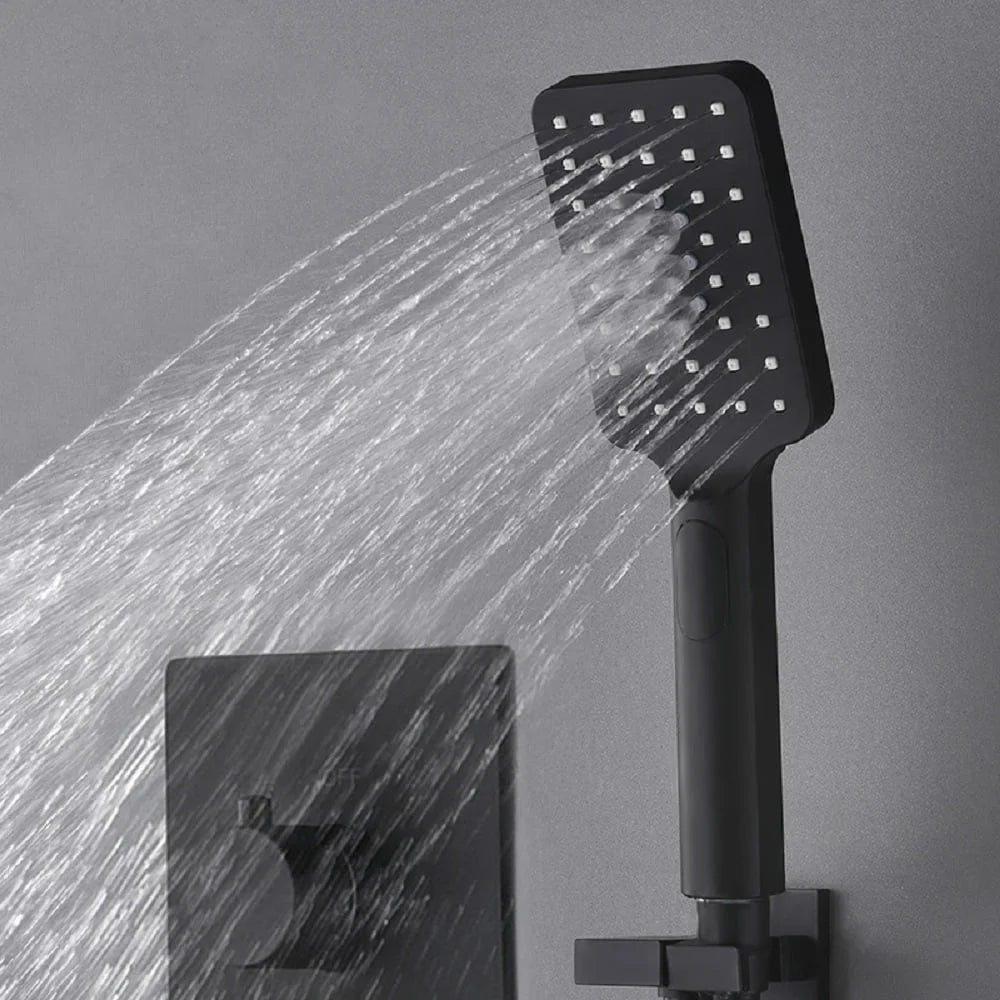 20'' Thermostatic Black Shower System with Hand Shower and 3 Body Jets H74025