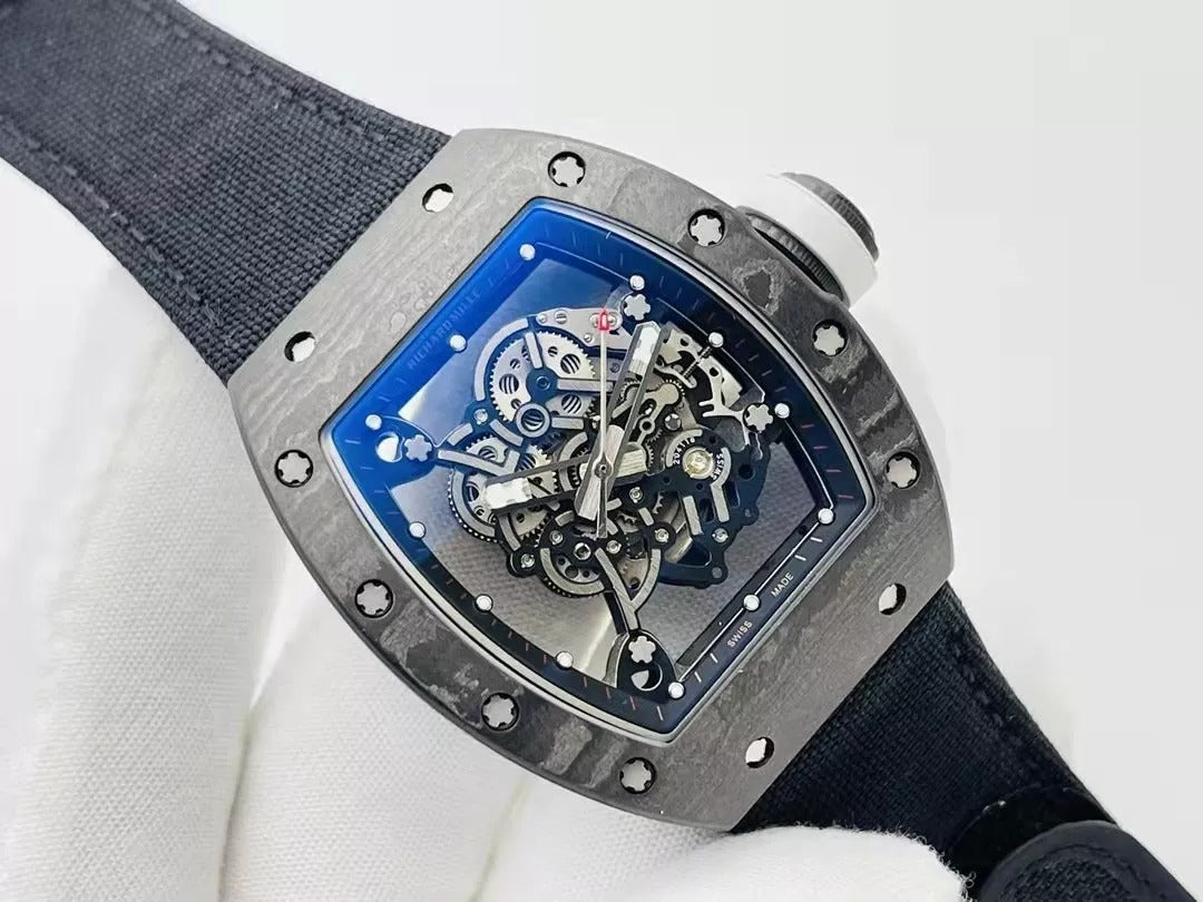 Skeleton Dial Black Bezel Black Canvas Strap F426