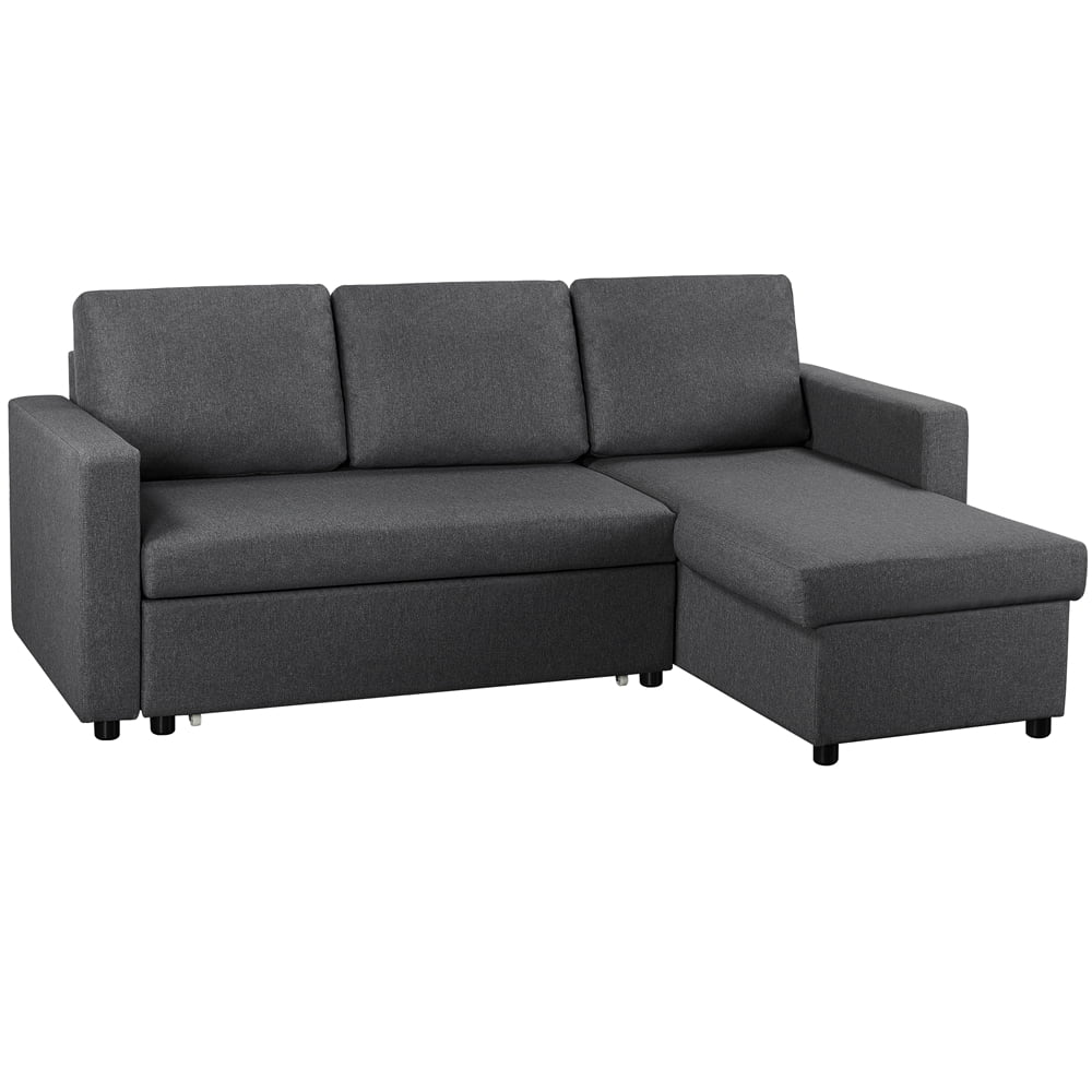 Dark Gray Reversible L-Shaped Sectional Sofa with Pull Out Bed N8868