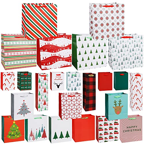 24 Packs Assorted Size Art Paper Gift Bags with Handles W154