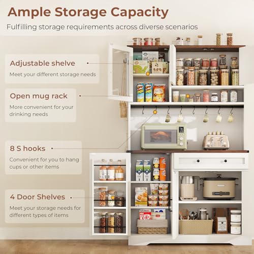 Black Kitchen Pantry Cabinet with Drawer and Doors X517497
