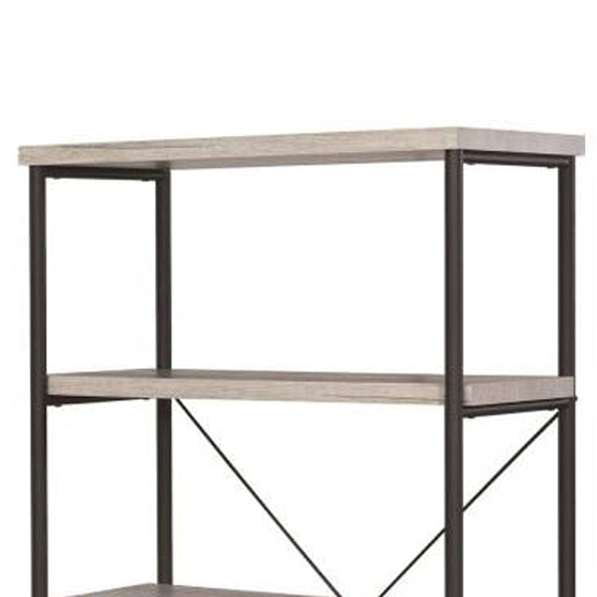 Gray Wood and Metal Open Bookcase R282