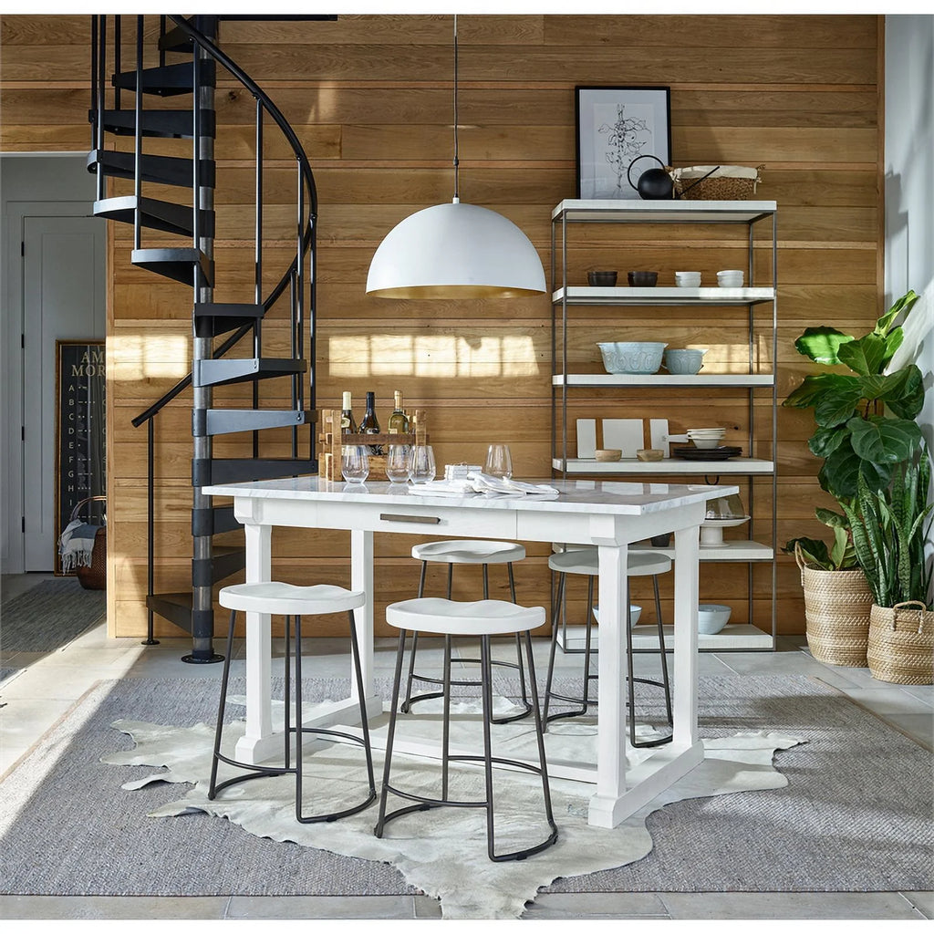 Weathered White Wood Counter Stool U2246