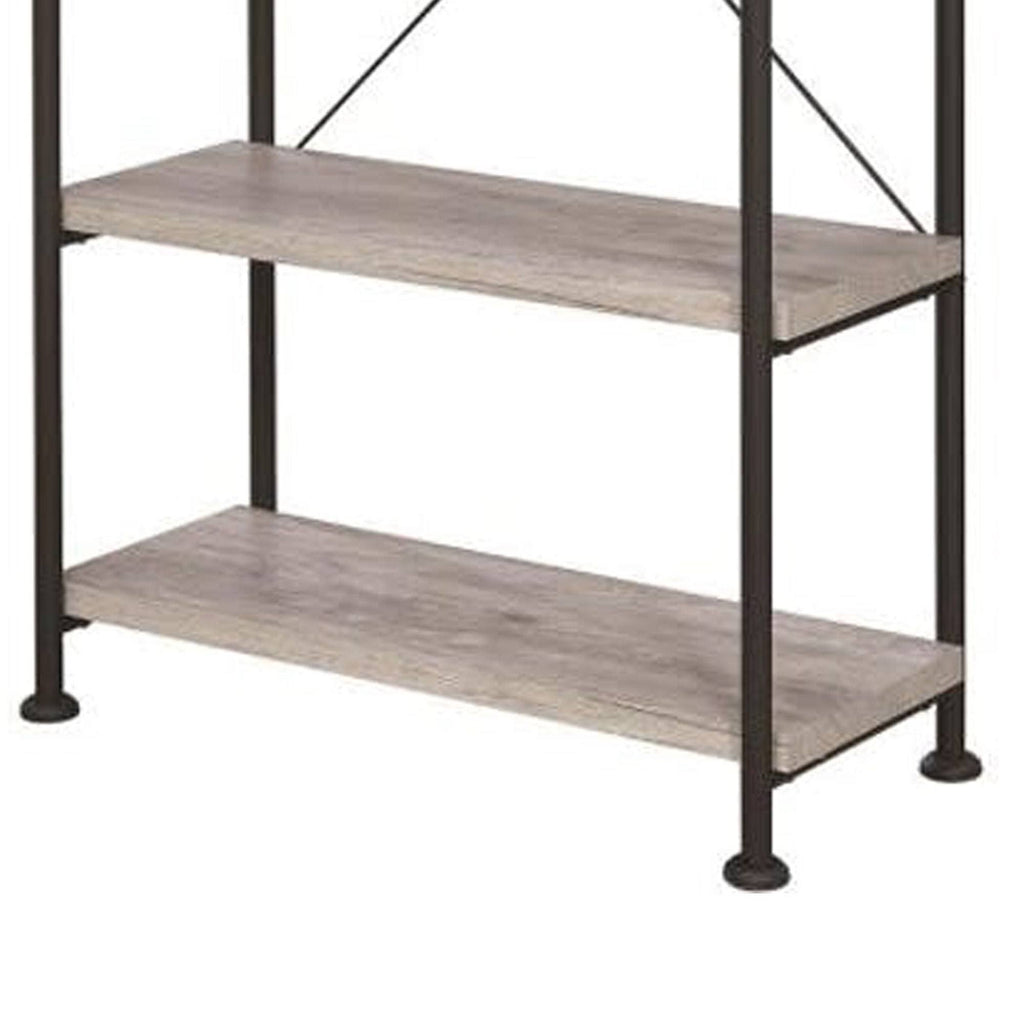 Gray Wood and Metal Open Bookcase R282