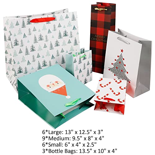 24 Packs Assorted Size Art Paper Gift Bags with Handles W154