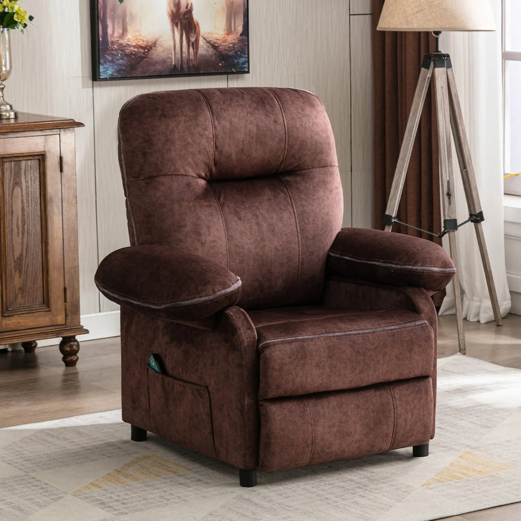 Light Brown Heated Massage Recliner Sofa F82576