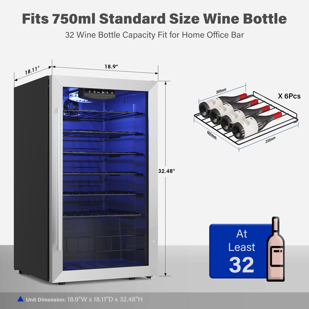32 Bottle Wine Refrigerator Cooler Y484