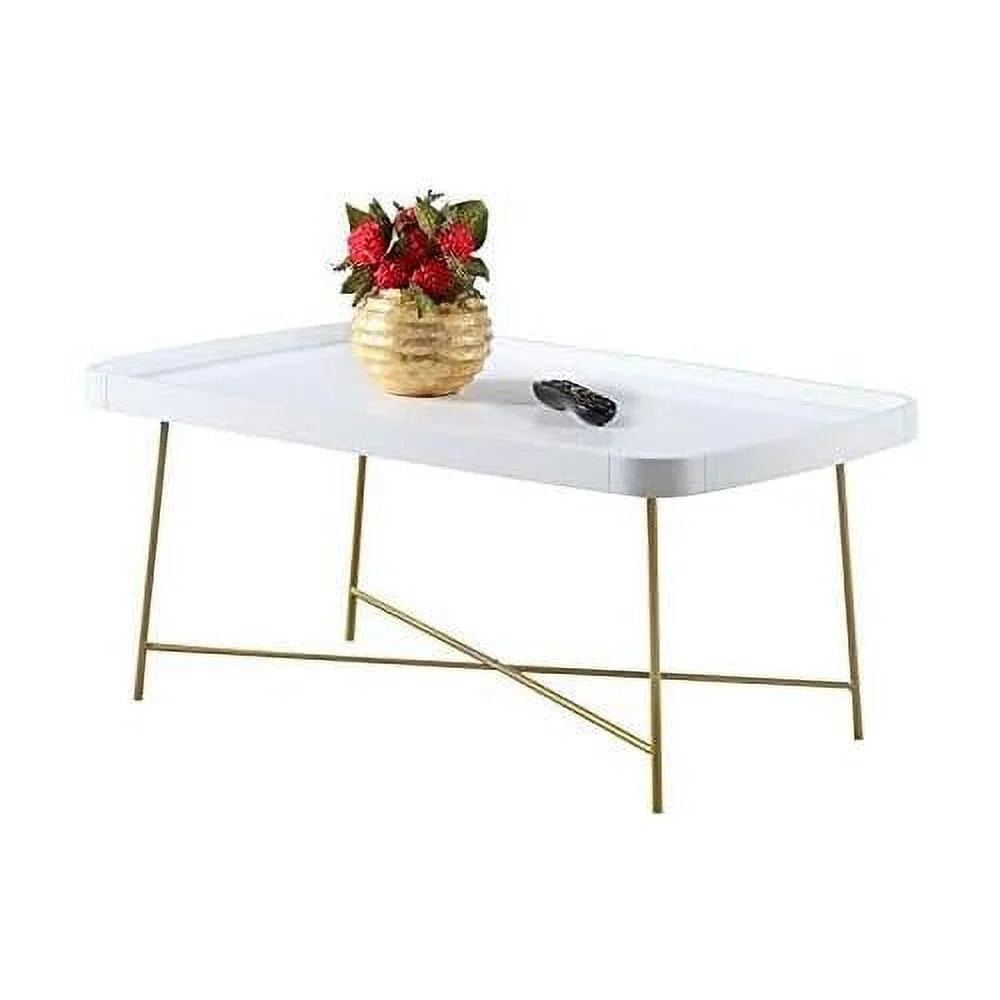 White Wood Coffee Table with X Legs W679010