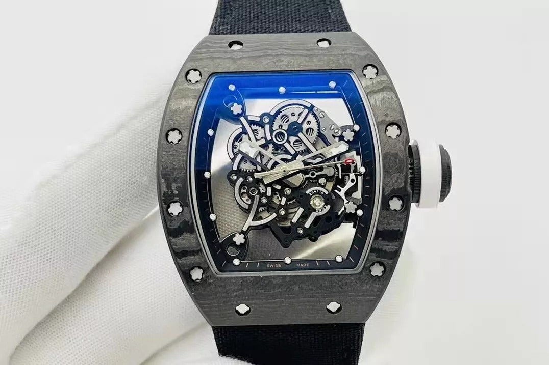 Skeleton Dial Black Bezel Black Canvas Strap F426