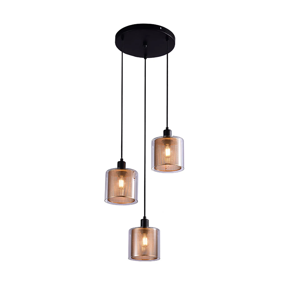 3-head Height Adjustable Gold Glass Chandelier T65216