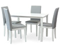 5 Pc Dining Table and 4 Side Chairs Solid Wood White Y725