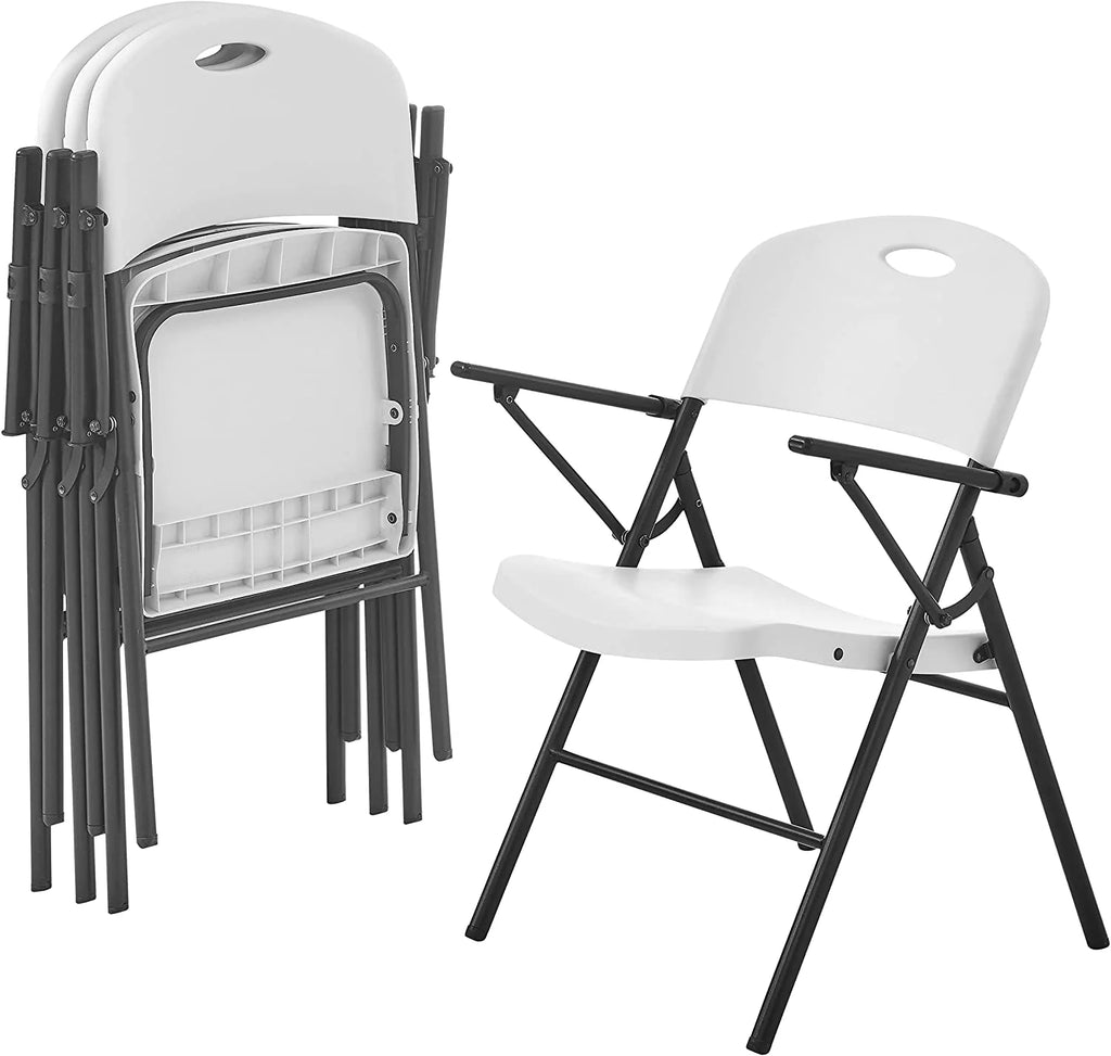 White 4pc Pack Plastic Folding Chair with Armrest F47700