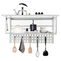 White Wall Mounted Cabinet with 5 Hooks E720