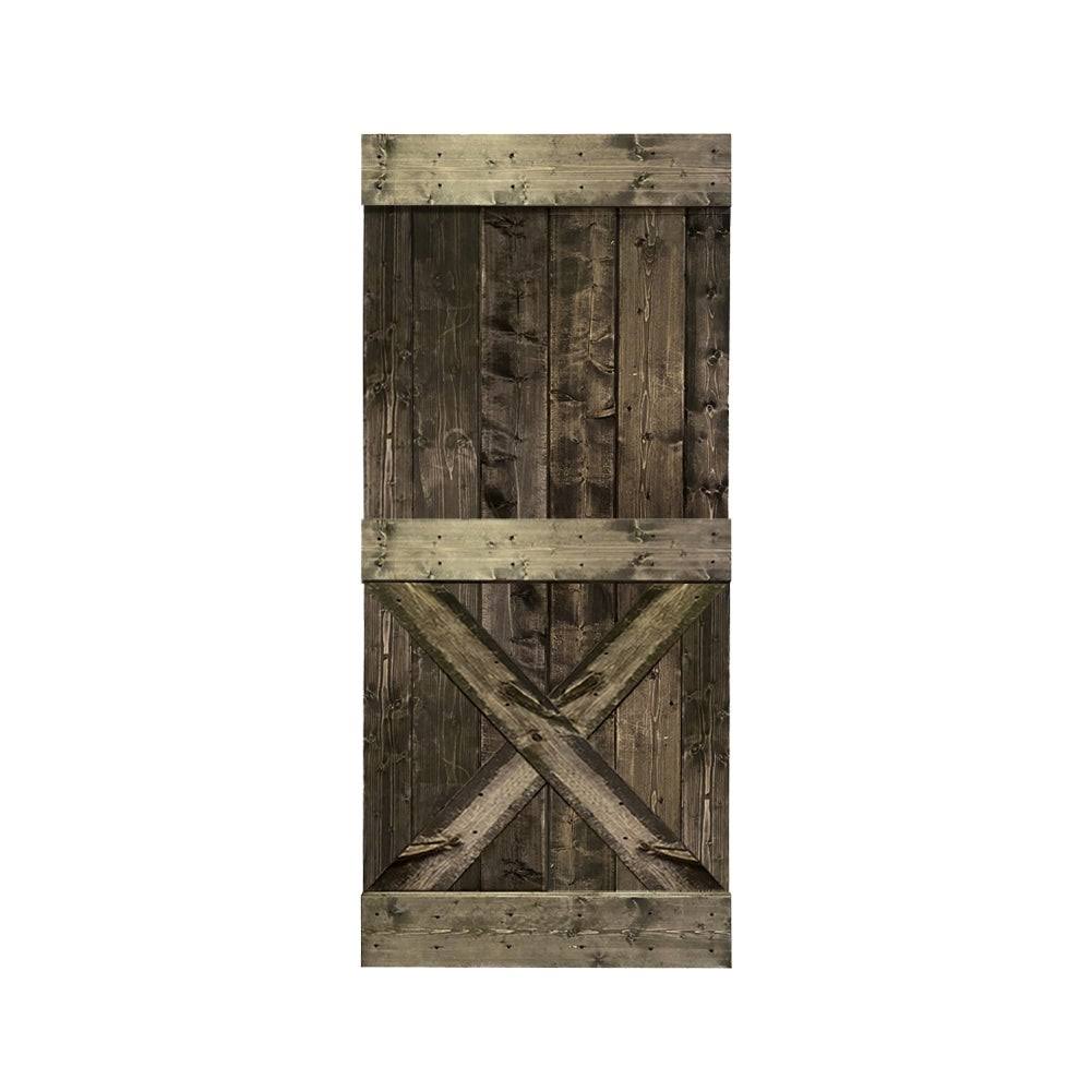 Ocean Blue Stained Pine Wood Interior Sliding Barn Door Slab M93138
